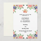 Invitation Aquarelle Florale rose Mariage moderne (Devant / Derrière)