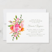 Invitation Aquarelle Florale Rose mignonne Couples Douche (Devant)