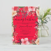 Invitation Aquarelle florale rose or Annaprashan (Debout devant)