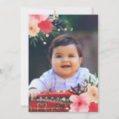 Invitation Aquarelle florale rose or Annaprashan (Dos)