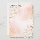 Invitation Aquarelle florale rose pâle or Quinceañera (Dos)