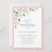 Invitation Aquarelle florale rose pâle Script Mariage photo (Devant)