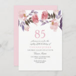 Invitation Aquarelle florale rose Peach 85e anniversaire Invi<br><div class="desc">Rose Peach Purple Floral Aquarelle 85e anniversaire Invitation belle élégante aquarelle florale design Entièrement personnalisable / personnalisé Heirloom Peonies Design avec l'aimable autorisation de : https://www.etsy.com/shop/SmallHouseBigPony</div>