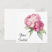 Invitation Aquarelle florale rose pis rose roses roses (Devant / Derrière)