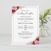 Invitation Aquarelle Florale Rose Réception de mariage (Debout devant)