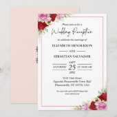 Invitation Aquarelle Florale Rose Réception de mariage (Devant / Derrière)