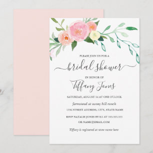 Invitation Aquarelle Florale rose rose rose Fête des mariées 