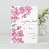 Invitation Aquarelle florale rose vif (Debout devant)