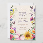 Invitation Aquarelle florale rustique (Devant)