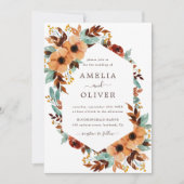 Invitation Aquarelle florale rustique Blanc et Mariage de men (Devant)