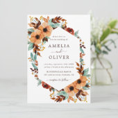 Invitation Aquarelle florale rustique Blanc et Mariage de men (Debout devant)