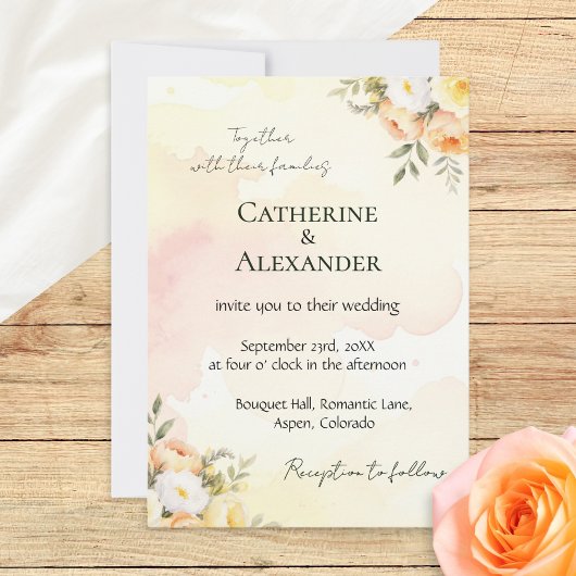 Invitation Aquarelle florale rustique Mariage chic