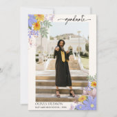 Invitation aquarelle florale sauvage moderne graduation photo (Devant)