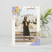 Invitation aquarelle florale sauvage moderne graduation photo (Debout devant)