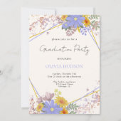 Invitation aquarelle florale sauvage moderne graduation photo (Dos)