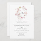 Invitation Aquarelle florale Script Pastel Mariage rose (Devant / Derrière)