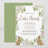 Invitation Aquarelle florale simple chasse aux oeufs de brunc (Devant / Derrière)