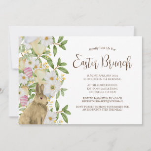 Invitation Aquarelle florale simple chasse aux oeufs de brunc