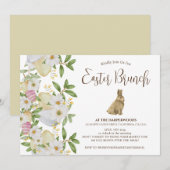 Invitation Aquarelle florale simple chasse aux oeufs de brunc (Devant / Derrière)