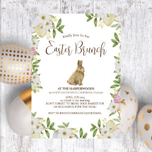 Invitation Aquarelle florale simple chasse aux oeufs de brunc