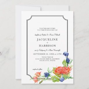 Invitation Aquarelle florale simple Chute Orange Mum Thistère