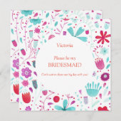 Invitation Aquarelle Florale Soyez ma servante (Devant / Derrière)