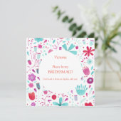 Invitation Aquarelle Florale Soyez ma servante (Debout devant)