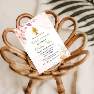 Invitation Aquarelle florale splash première communion sainte