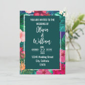 Invitation Aquarelle florale tendance Mariage vert tropical (Debout devant)