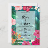 Invitation Aquarelle florale tendance Mariage vert tropical (Devant)