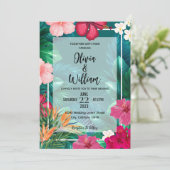 Invitation Aquarelle florale tendance Mariage vert tropical (Debout devant)