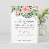 Invitation Aquarelle florale tendance Mariage vert tropical (Debout devant)