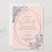 Invitation Aquarelle Florale Terra Cotta Rose Mariage or (Devant)