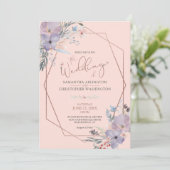 Invitation Aquarelle Florale Terra Cotta Rose Mariage or (Debout devant)