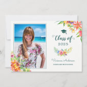 Invitation Aquarelle florale tropicale Grad Photo Graduation (Devant)