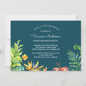 Invitation Aquarelle florale tropicale Grad Photo Graduation (Dos)
