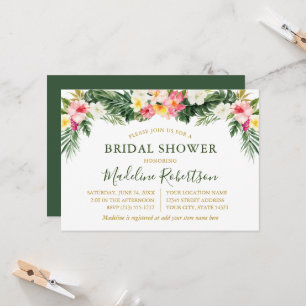 Invitation Aquarelle Florale Tropicale Mariage Vert