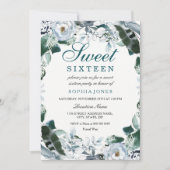 Invitation Aquarelle florale Turquoise Vert doux 16 Invitatio (Devant)