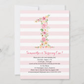 Invitation Aquarelle Florale Un premier anniversaire (Devant)