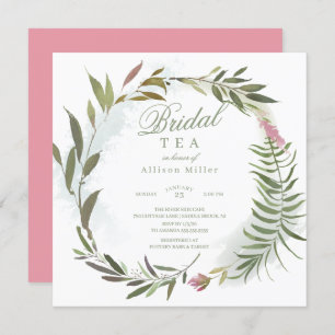 Invitation Aquarelle Florale Verdure Thé nuptial Wreath