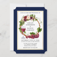 Aquarelle Florale Vins de raisin Mariage bleu de c