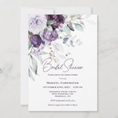 Invitation Aquarelle florale violet Fête des mariées moderne (Devant)
