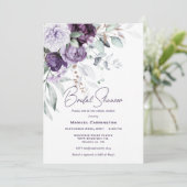 Invitation Aquarelle florale violet Fête des mariées moderne (Debout devant)