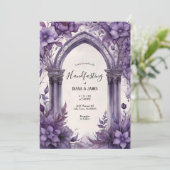 Invitation Aquarelle florale violet gothique païen à la main (Debout devant)