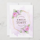Invitation Aquarelle Florale violet Mariage Budget encadré (Dos)