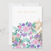 Invitation Aquarelle Florale Violet Rose Or (Dos)