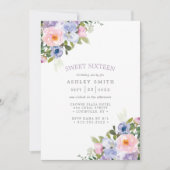 Invitation Aquarelle florale violet rose pâle 16 (Devant)