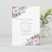 Invitation Aquarelle florale violet rose pâle 16 (Debout devant)