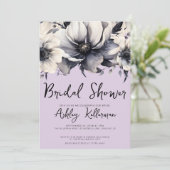 Invitation Aquarelle Florale Violet Violet Fête des mariées (Debout devant)