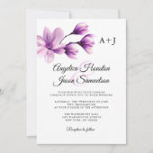 Invitation Aquarelle Florale Violet violet Mariage de lavande (Devant)